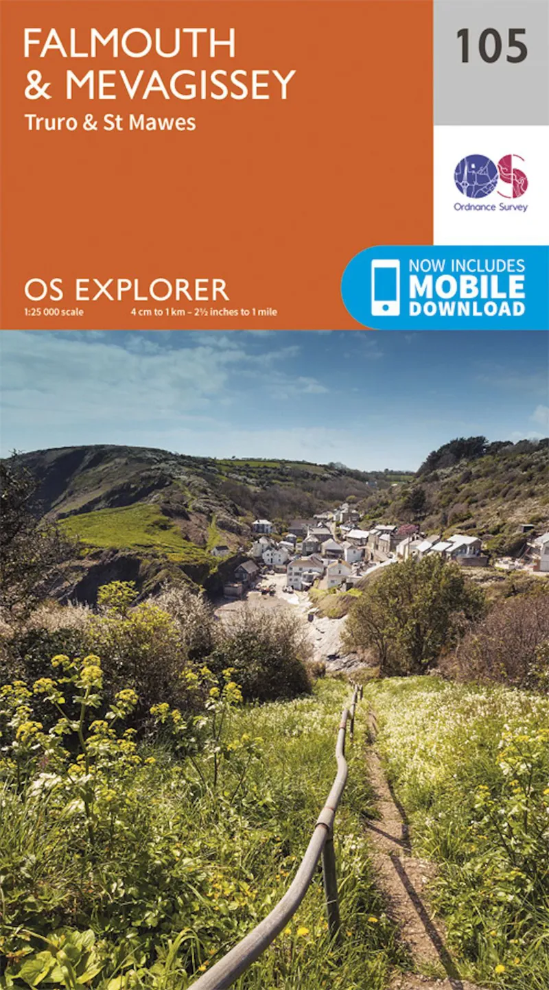 OS Explorer Map 105 Falmouth and Mevagissey Truro and St Mawes